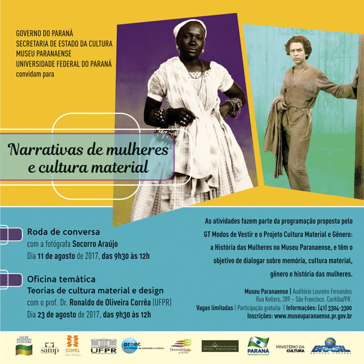Banner do eveneto narrativas de mulheres e cultura material