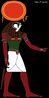 Gravura de R o deus sol dos Egpcios, um dos principais deuses da mitologia Egpcia. Seu principal centro de culto era a cidade de Iunu, no Norte do Pas (depois chamada Iunu-R, em sua honra),  qual os Gregos deram mais tarde ainda o nome de Helipolis (cidade do sol), e que a Bblia chama de On. Como uma das culturas agrcolas mais antigas e mais bem sucedidas da Terra, os antigos egpcios deram ao seu deus sol, R, a supremacia, reconhecendo a importncia da luz do sol na produo de alimentos. <br><br/> Palavras-chave: relaes culturais, religio, politesmo, Antiguidade Oriental, Deus Sol.